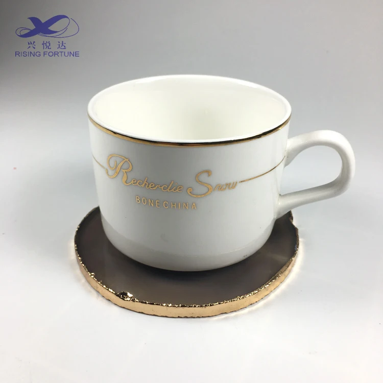 Best selling natural agate coasters  with gold rim natural agate slices with gold rim blue agate coaster