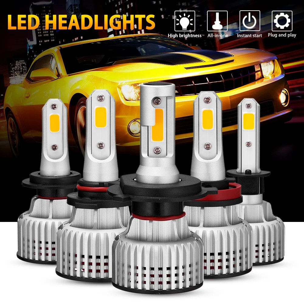 Novsight A500-N12Y h7 10000lm tri/dual color led yellow fog light headlight kits h11 auto parts car h4 3000k led headlight bulbs