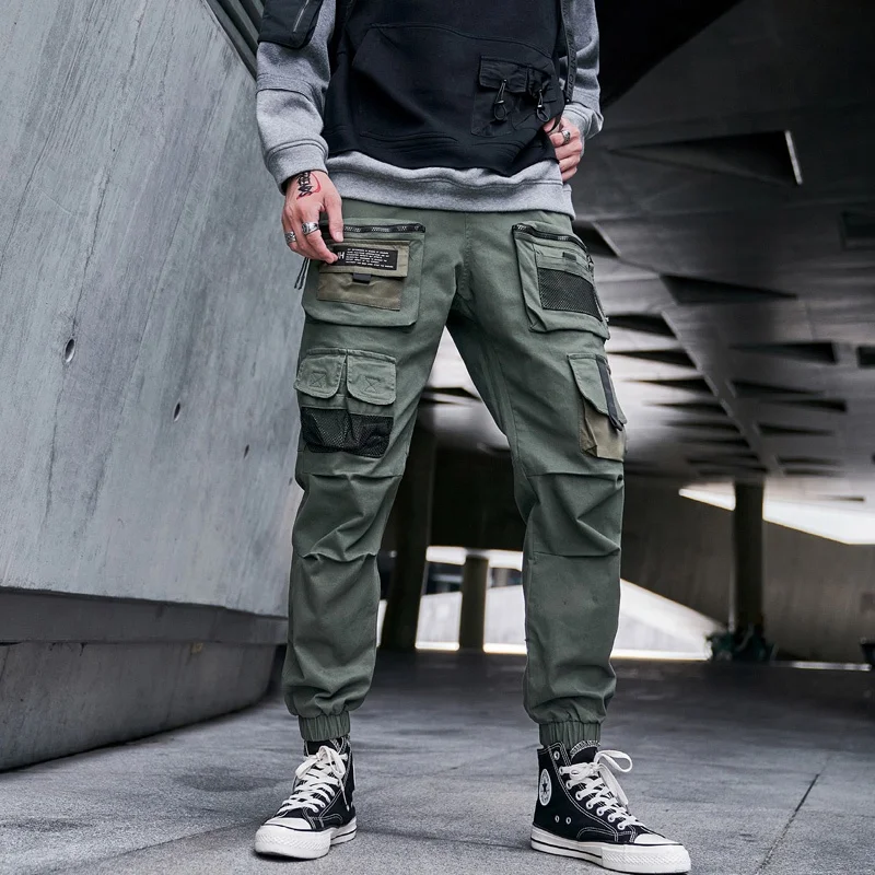 ANSZKTN Mens Cargo Pants Men Fashion 2021 Spring Baggy Joggers Korean Style Hip Hop Japanese Streetwear Jogging Pants For Men