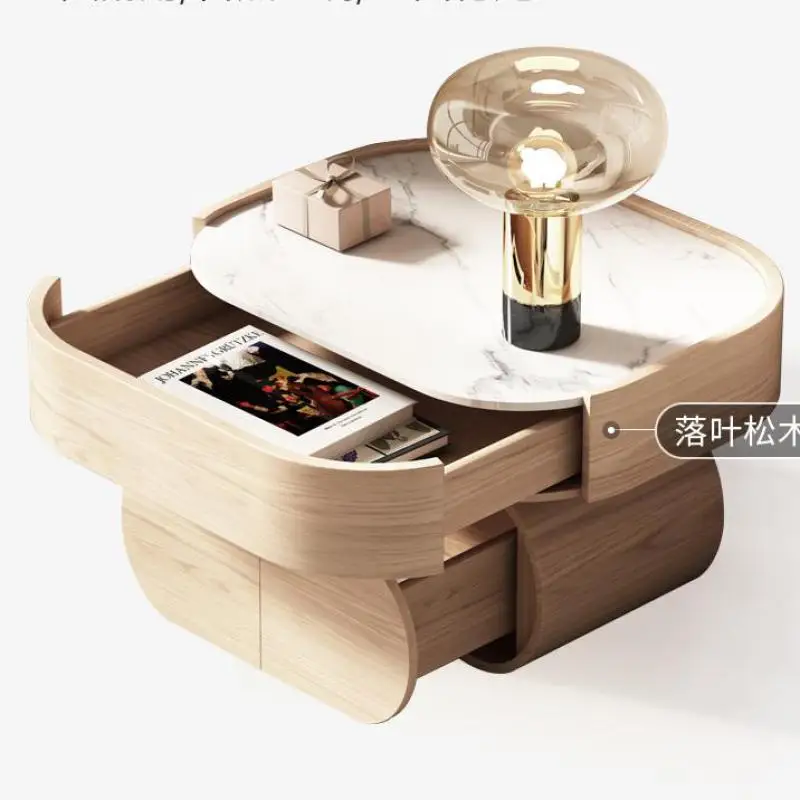 Роскошный светлый прикроватный столик современный простой круглый из массива дерева с Красной