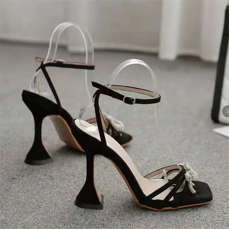 Europe and America style large size high heels shoes women fashion trend ladies shoes and sandals diamond knot heeled sandals