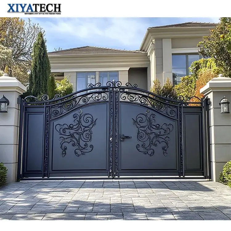 XIYATECH High Quality Manufactures Custom Luxury Outdoor Main Beautiful Door House Stylish Wrought Iron Gate Design for Home