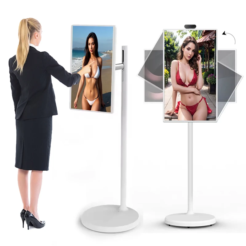 Samidisplay Portable 21.5 32 Inch Android Smart WiFi Floor-Standing Interactive Display Standby Me Moving Touch Screen Monitor
