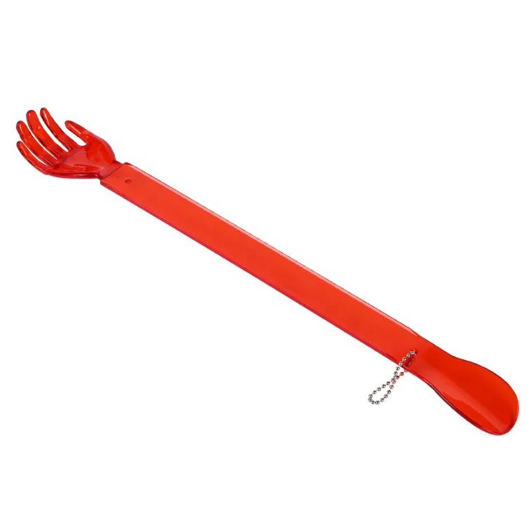 Multifunction 2 in 1 custom logo plastic back scratcher with shoe horn long handle backscratcher shoehorn