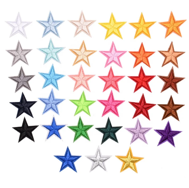 
Hot sale in stock felt base embroidered iron on star patches with different colors for options 