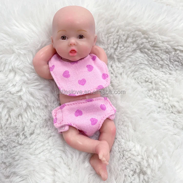 6 inch Full Body Solid Silicone Reborn Baby Doll Soft Flexible Doll Newborn Girl doll Realistic Life
