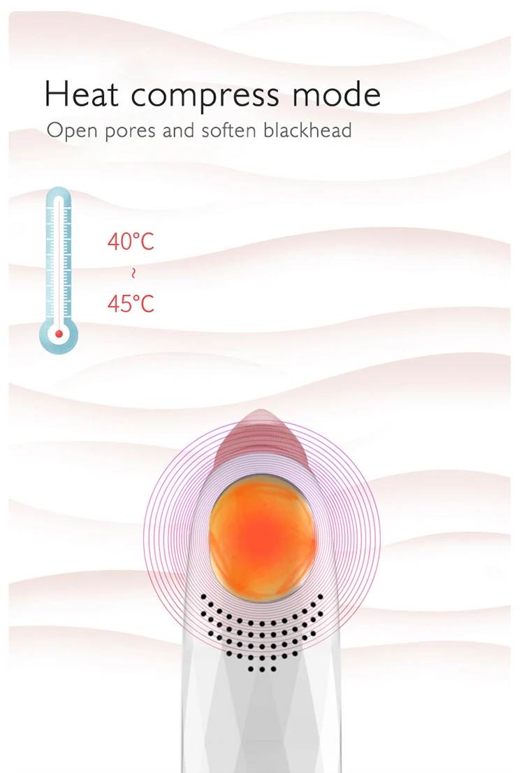 2021 New arrival 5 suction heads electric vacuum hot led nose blackhead remover with heating function