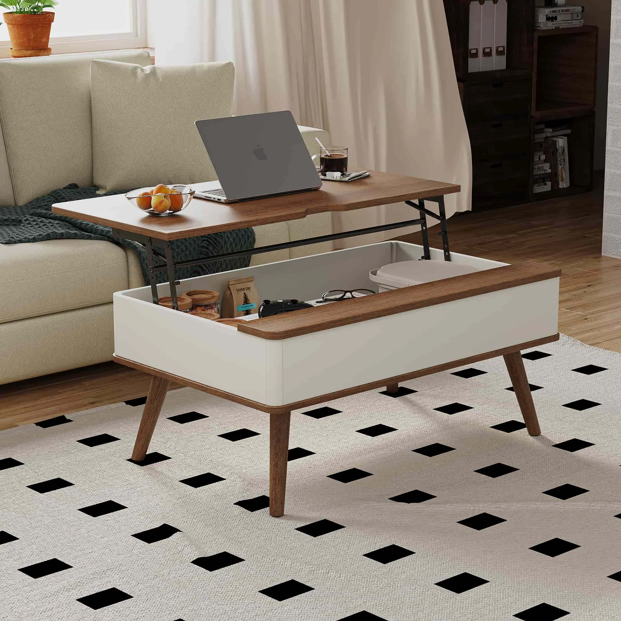 Lift Top Coffee Table with Storage, Wood Modern Center Table for Luxury Living Room Home Furnishing, Small Space Furniture