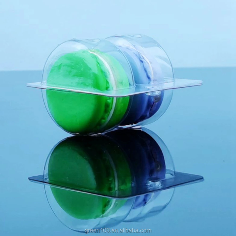 clear plastic round cavity blister tray 2 pcs macaron gift box with printed logo macaron packaging