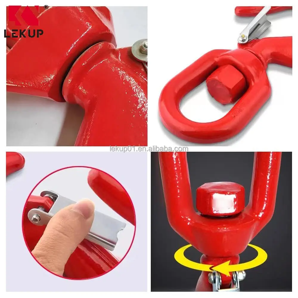 Heavy Duty Grade 80 Hoist Hook 5 Ton Crane Swivel Lifting Hook with Safety Latch G80 Chain Hook for Lifting Port Transportation