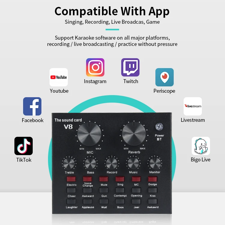 [ Kit ] Amazon top seller Condenser Microphone & Microphone Stand With v8 Sound Card Podcast Equipment For Live Stream