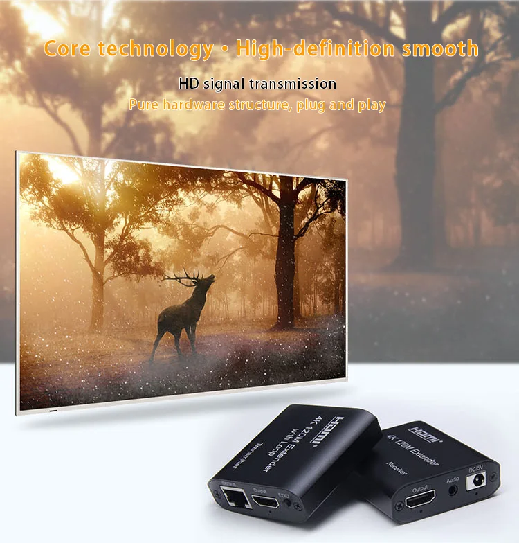 30% Off Hd Lan Rj45 4K 120M Single Cable Hdmi Extender Via Cat5E/6 Laptop Screen Hdmi Extender with Loop And Audio