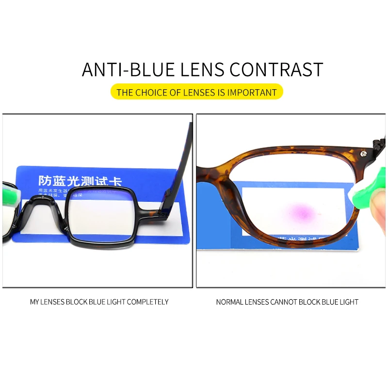 Vintage Square Plastic Frame Spring Hinges Blue Light Blocking Reading Glasses