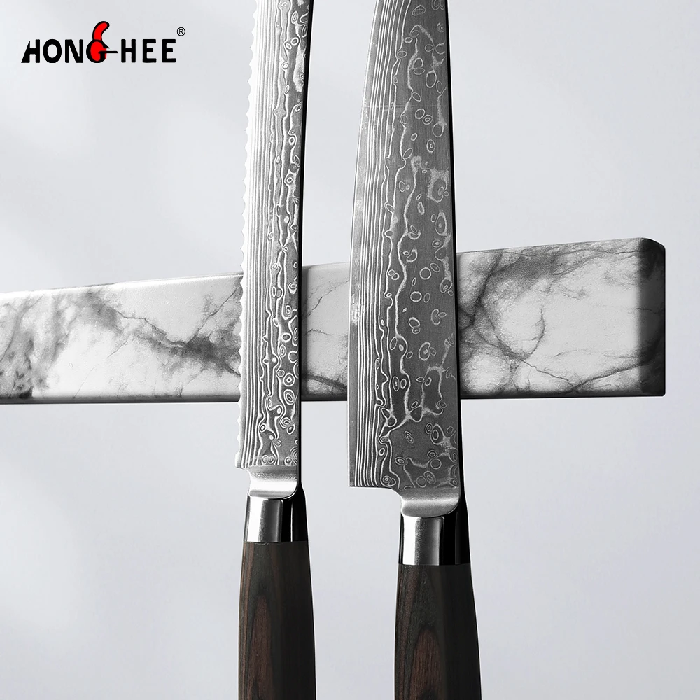 Kitchen 12Inch 16inch 18inch Strong Magnet Strength White Stone Marble Knife Block Holder Magnetic Knife Strip