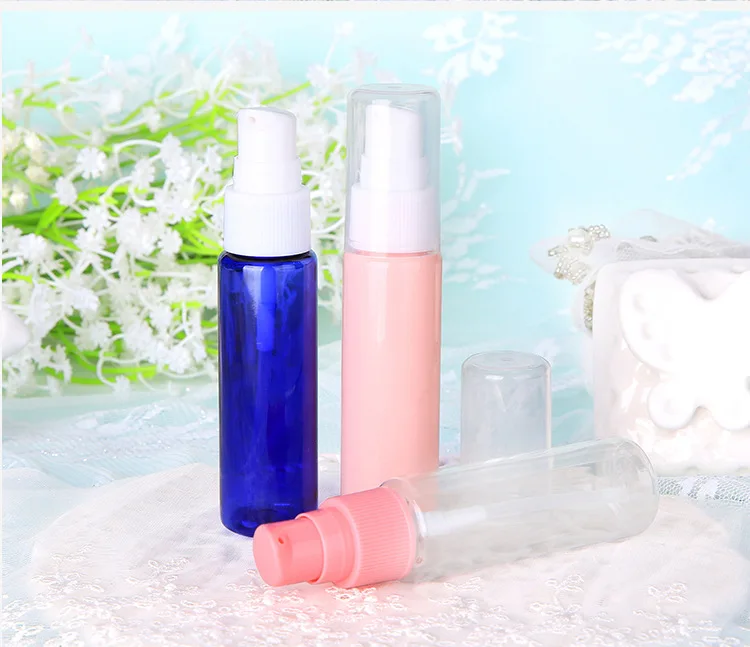 New Arrival Amber 10ml Clear Essence Bottle 30ml Pink  Round Cosmetic PET Lotion Bottle Press Pump Bottle