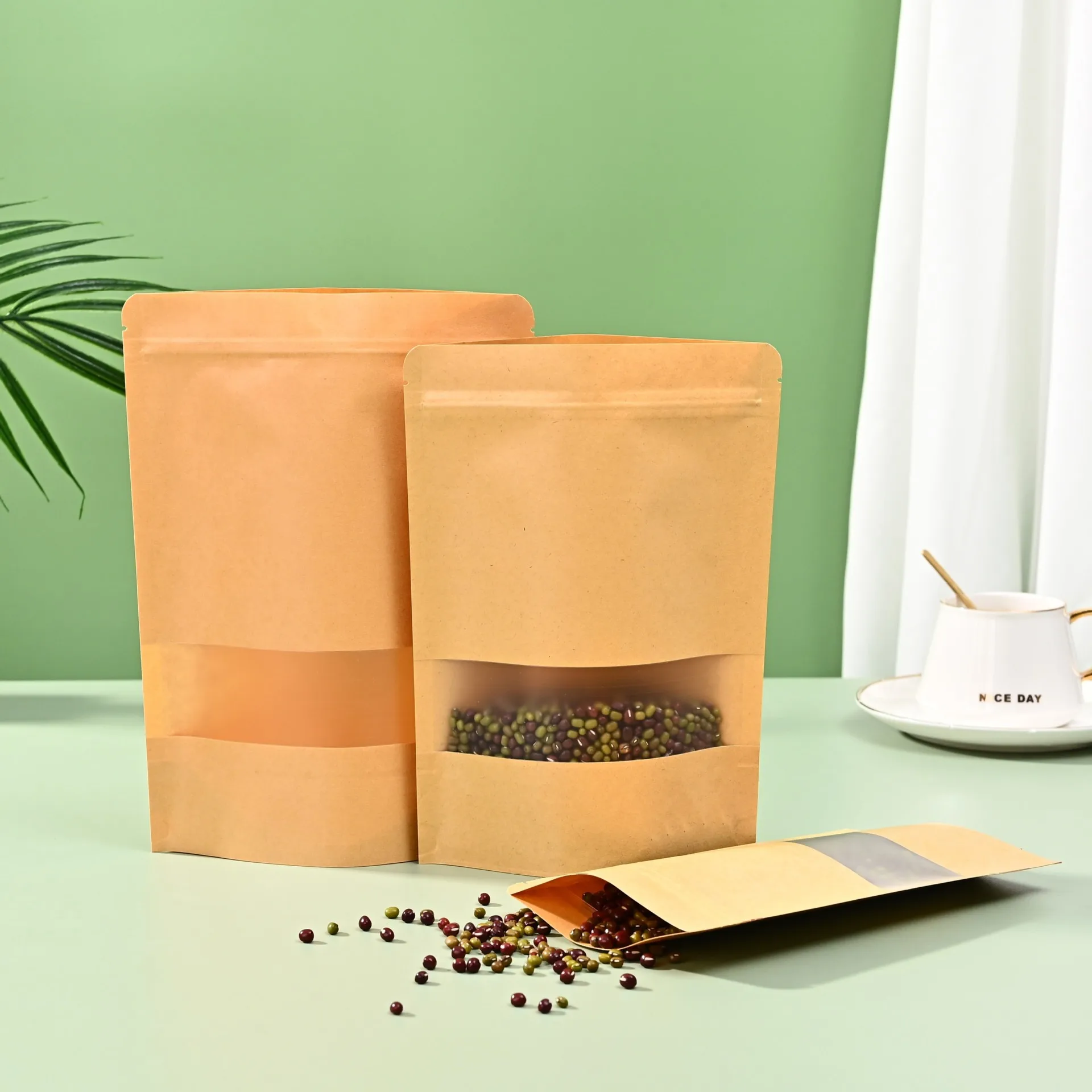 Wholesale Custom Kraft Paper Tea Packaging Pouch Spices and Seeds Bag for Food Industrial Use
