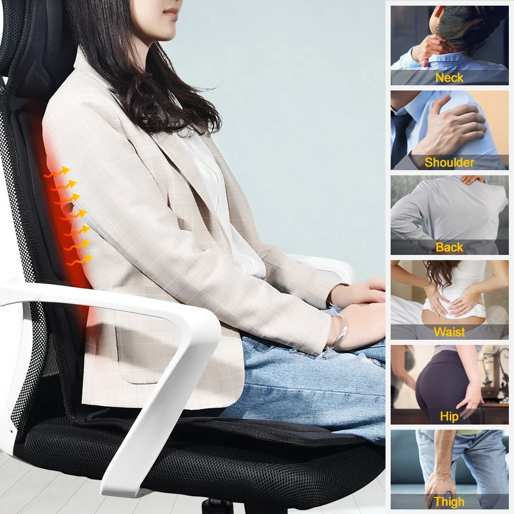 Electric Portable Full Body Vibration Massage Neck Back Car Chair Seat Massage Cushion With Heating Use for Car Home