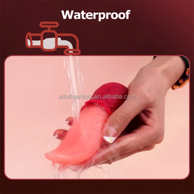 Powerful Licking Rose Tongue Vibrator Massage Clit Nipple Long Pink Vibrating Tongue Vibrator for Woman