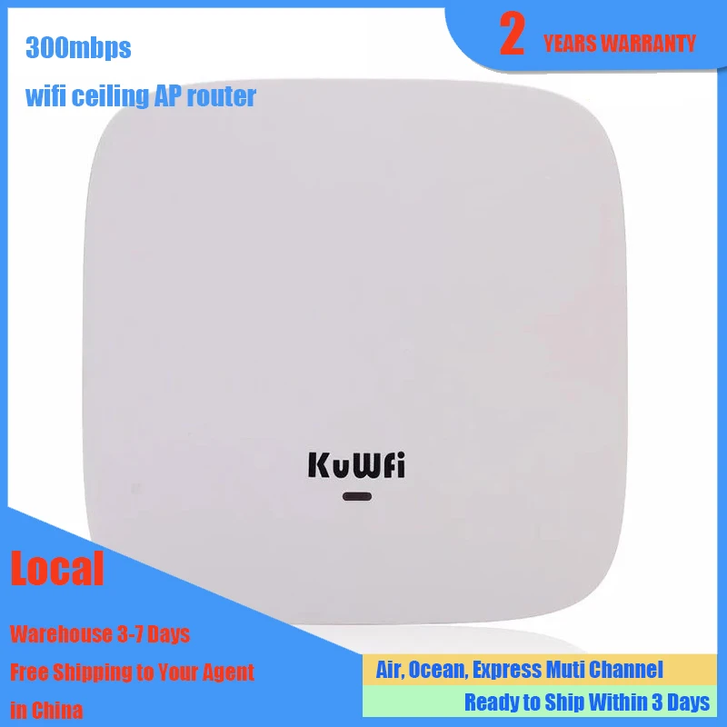 Wholesale KuWFi Ceiling Mount Ap 2.4g 48v Poe Access Point 300mbps Ceiling Ap Router Wireless Ceiling Ap Indoor