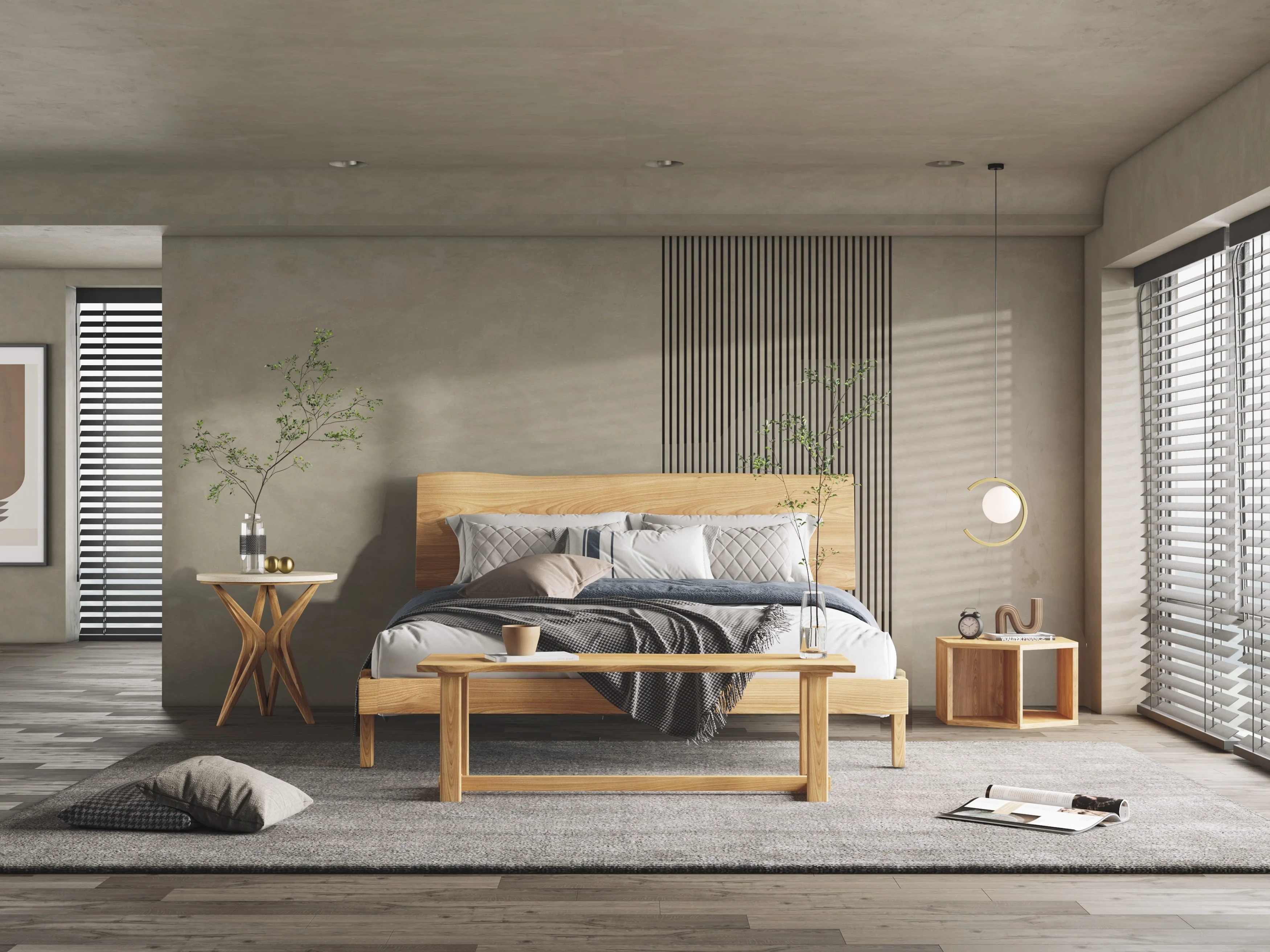 Modern European Bedroom Furniture Single Size Wooden Bed Frame Bed Strong Wood Slat Support