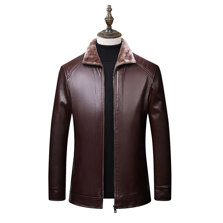 Fashion fur lining thick warmly men black Lamb Leather Jacket men leather jackets leather jackets