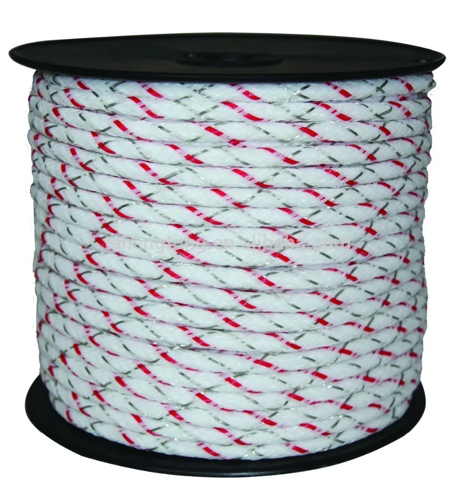 8mm Braided Polyrope Electric Fence Goat Farming Field Fence Accessories Rot Proof Feature Copper Metal PE Frame Hot Dip 5mm
