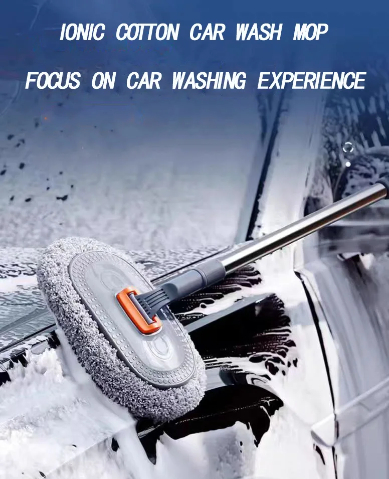 Long-Handle Microfiber Chenille Car Detailing Brush Mop Soft EVA and ABS Tire Cleaning Tool for Cars Trucks RVs Trailers