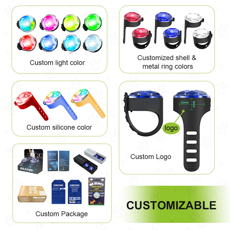Night Walking Safety Waterproof Rechargeable Light Up Clip On Pet Harness Leash Collar Glowing Pendant LED Dog Light