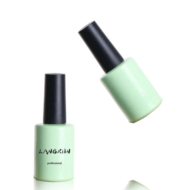 10ml Wholesale Price Logo Printing Green Brush Screw Glass UV Gel Glue Bottles Cap Cosmetic Nail Polish Oil Bottle