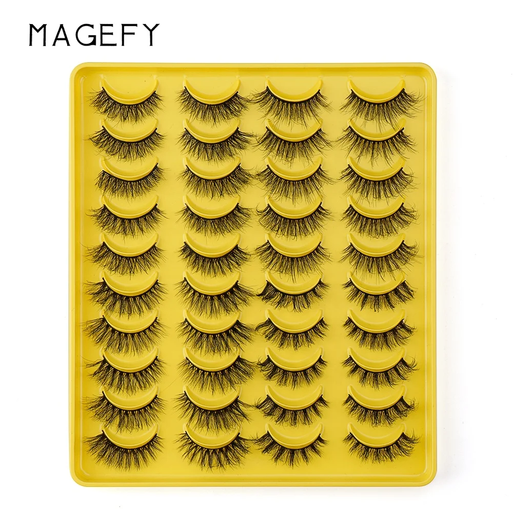 MAGEFY false eyelashes wholesale 20 pairs 4 styles mixed 3d 5d fluffy faux mink full strip lashes