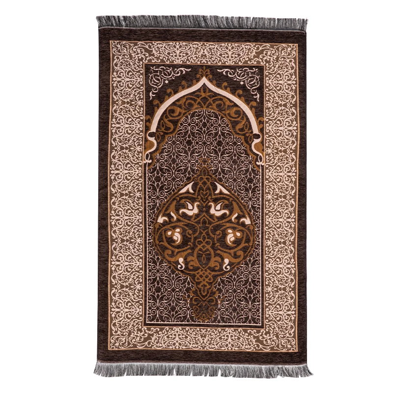 Plain type soft velvet material washable color folded prayer rug mat for muslim gits