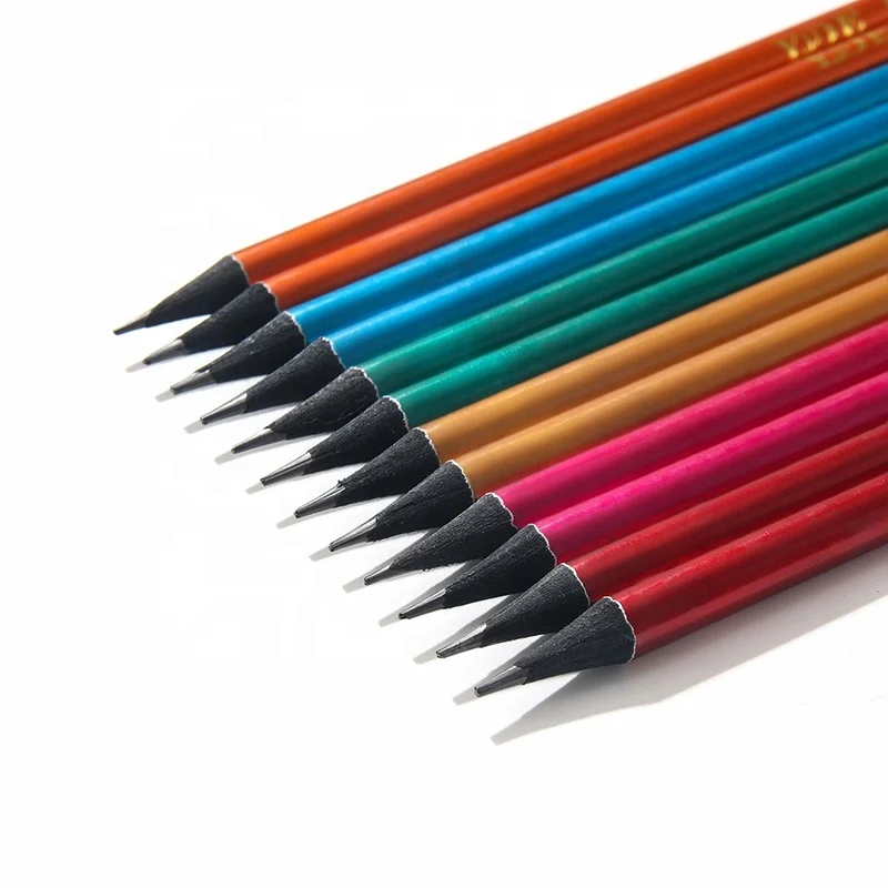 Factory Wholesale High Quality Black Wood Pencil With Customized Design Logo No Eraser For Students Writing
