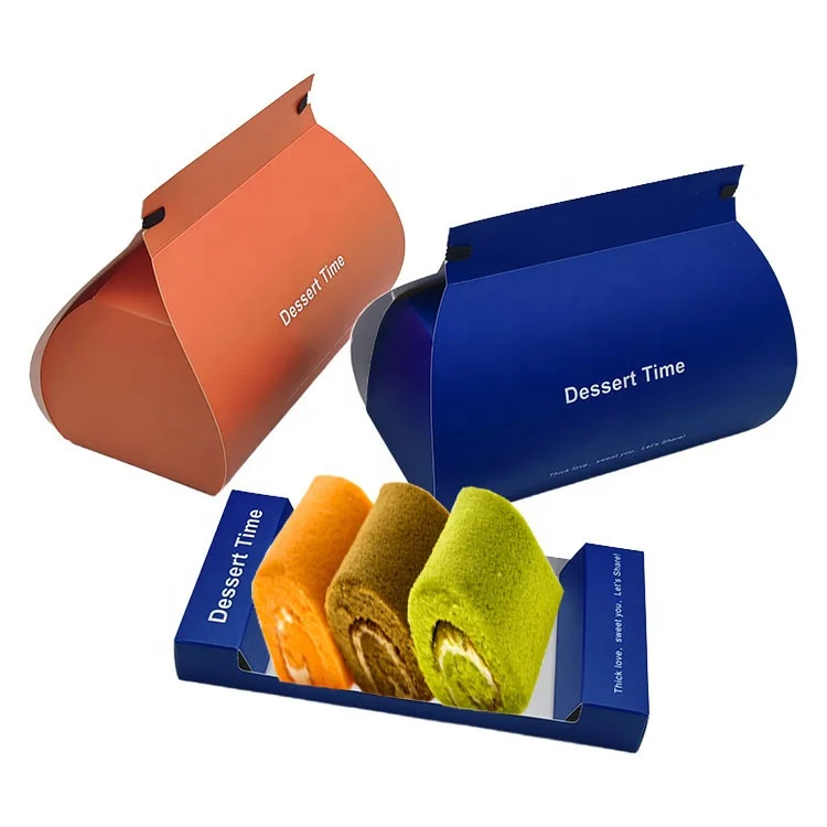 Eco friendly custom printed paper donut puff cake brownie bakery packiging dessert box packaging