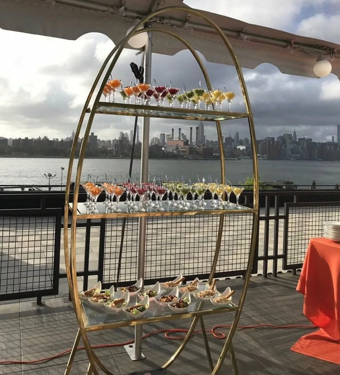 Hot sale stainless steel frame wine glass bookshelf  for events