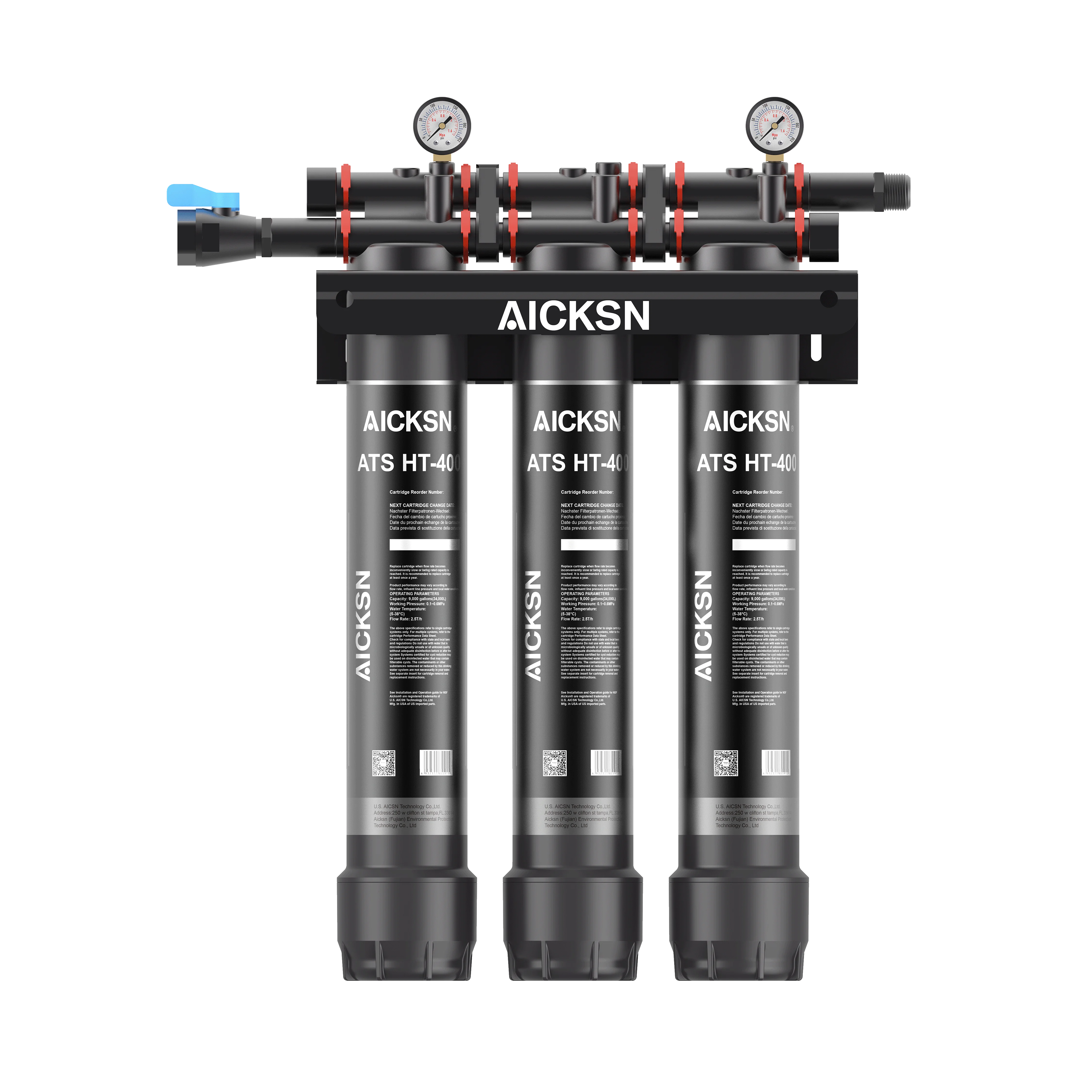 Aicksn Water Filter with Sediment Carbon and GAC Filters Salt Removed Water Purification Whole House Water Filter System