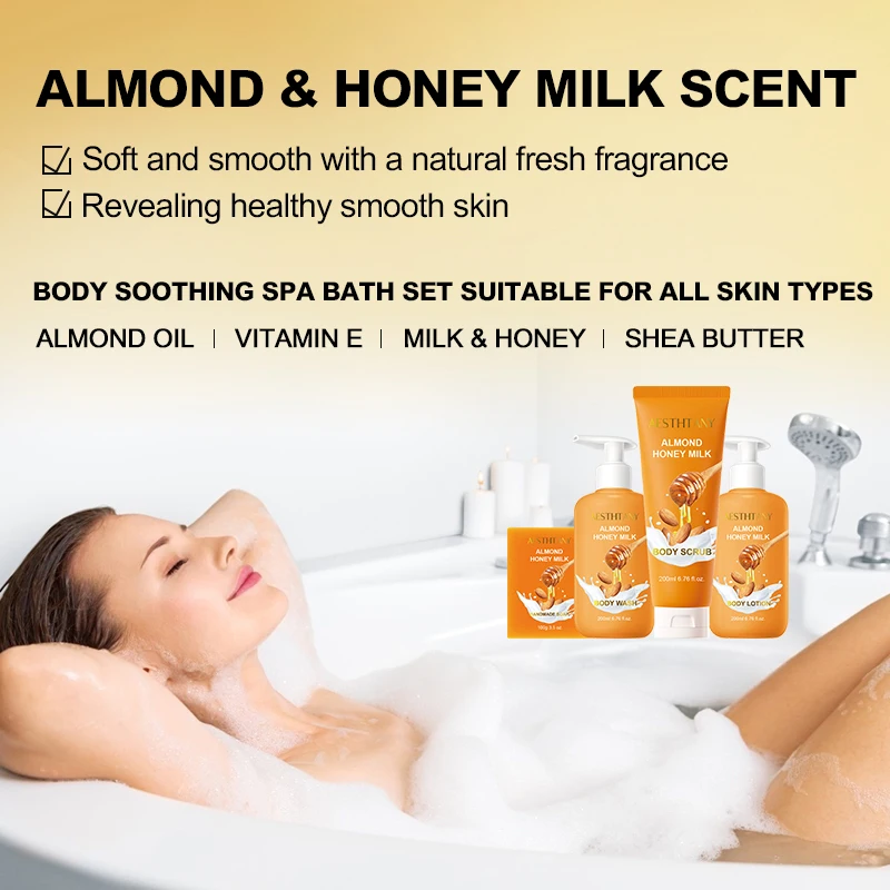 Bath Spa Bathroom Kit Private Label Shower Gel Lotion Scrub Soap Milk Bath Gift Sets