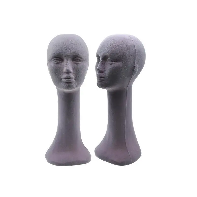 Factory wholesale flocking foam head mold scarf hat display bracket DIY shooting props adult model head