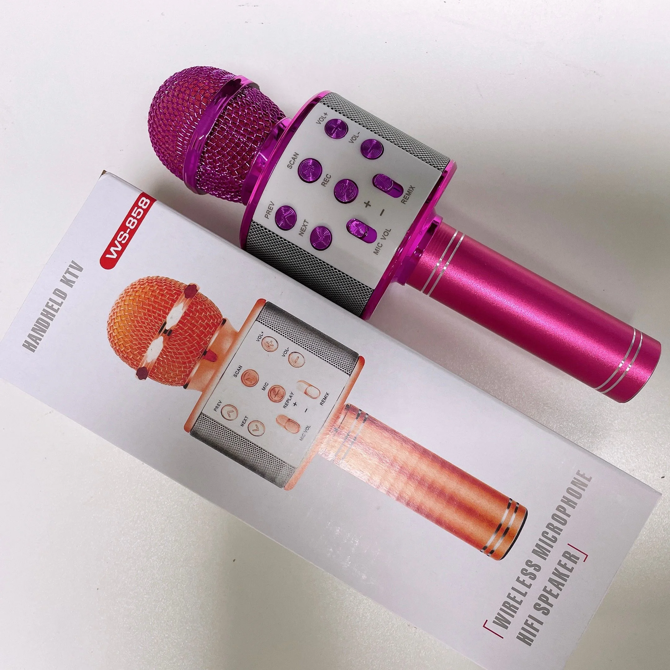 Dropshipping Portable Rechargeable Karaoke Microphone Speaker Handheld Mic Speaker WS858 with Stereo Sound