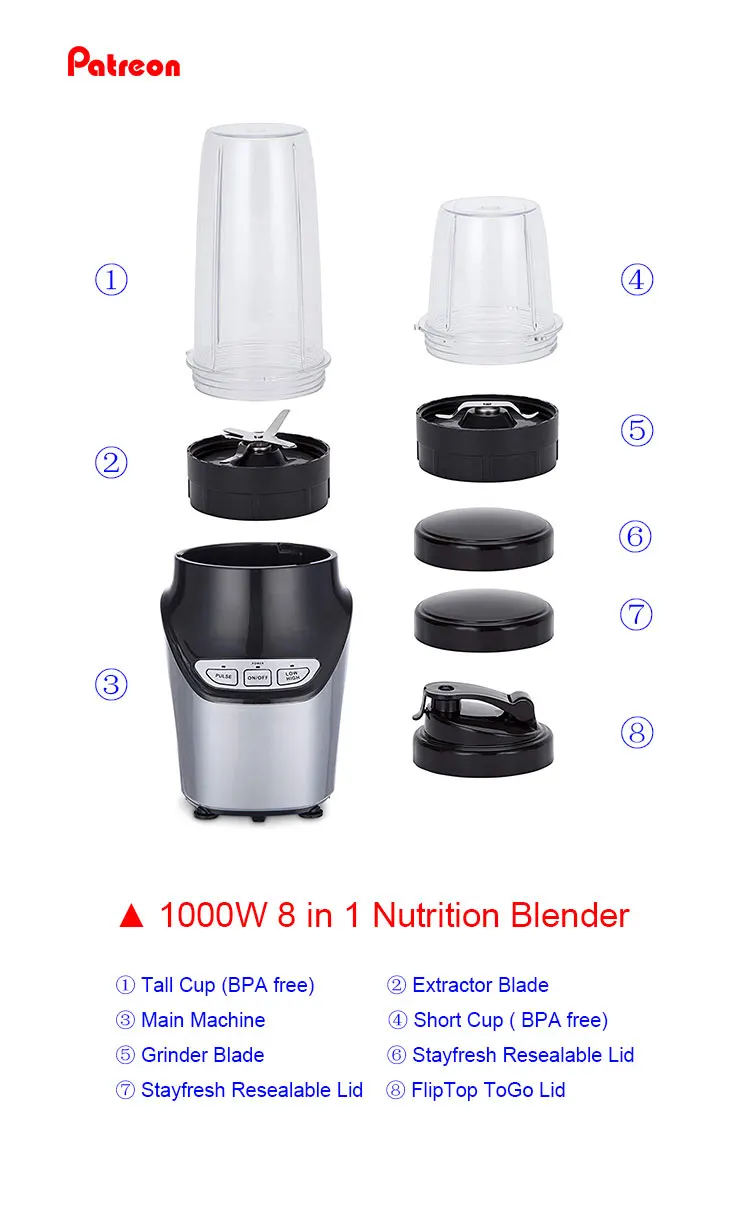 High speed 1000w powerful copper motor electric grinder mixer kitchen food processor professional electric juice blender kit