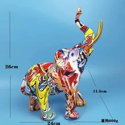 Whosale High Quality Transfer Printing Animal Figurines Statue Home Decoration Resin Colorful Elephant Figurines