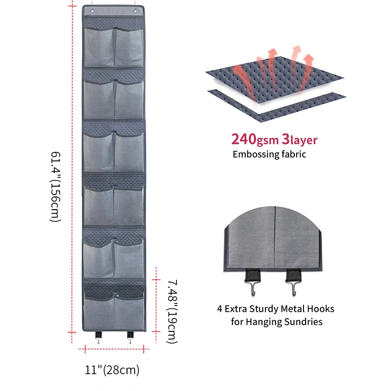 Durable Hanging Shoe Holder 24 Pocket Metal Hooks closet organizers and storage 2 pack