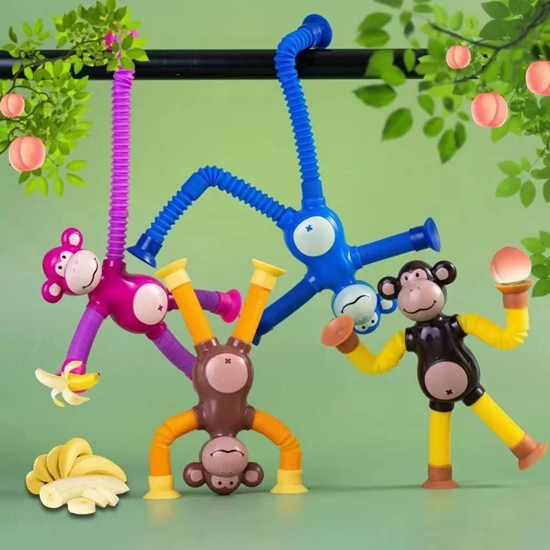 Hot Selling Novelty Gag Toys Fidgety Toy Big Eared Monkey Telescopic Toy