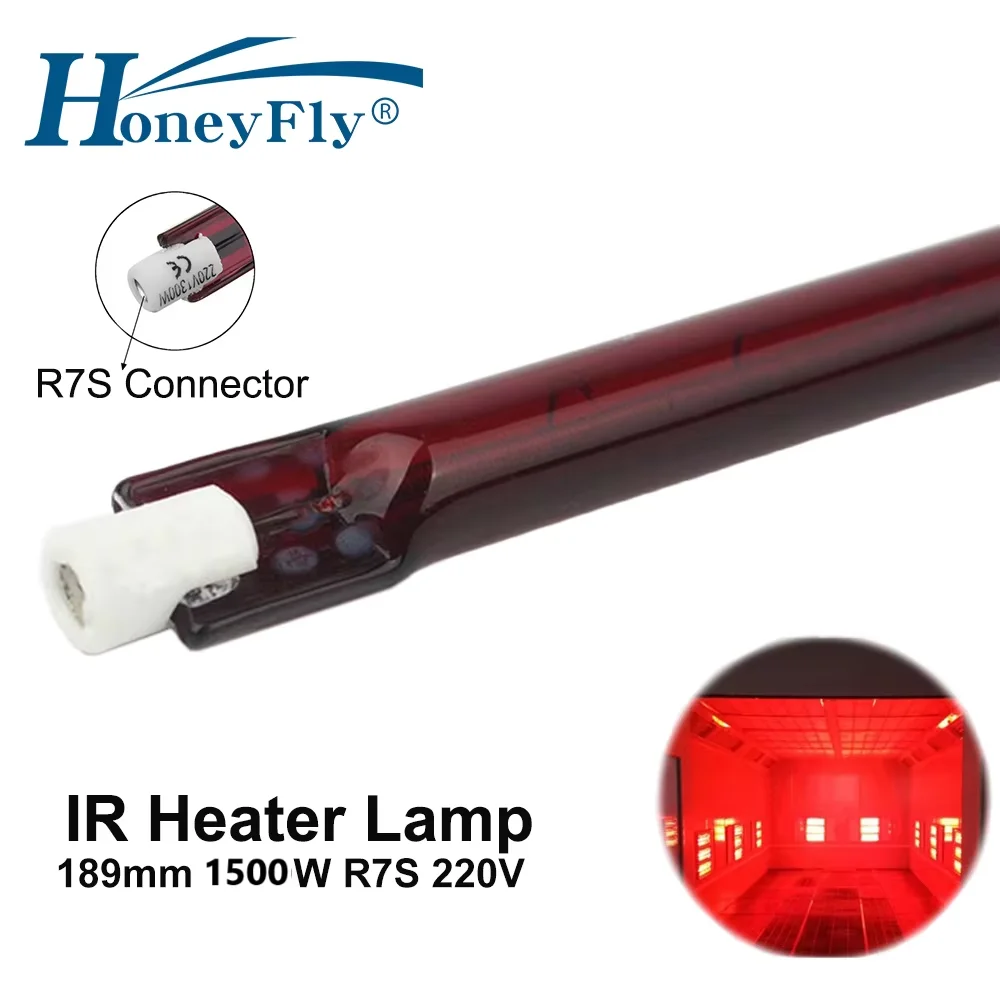 HoneyFly J189 220V 1500W Infrared Halogen Lamp 189mm R7S IR Heater Tube Spiral Ruby Quartz for Heating Drying