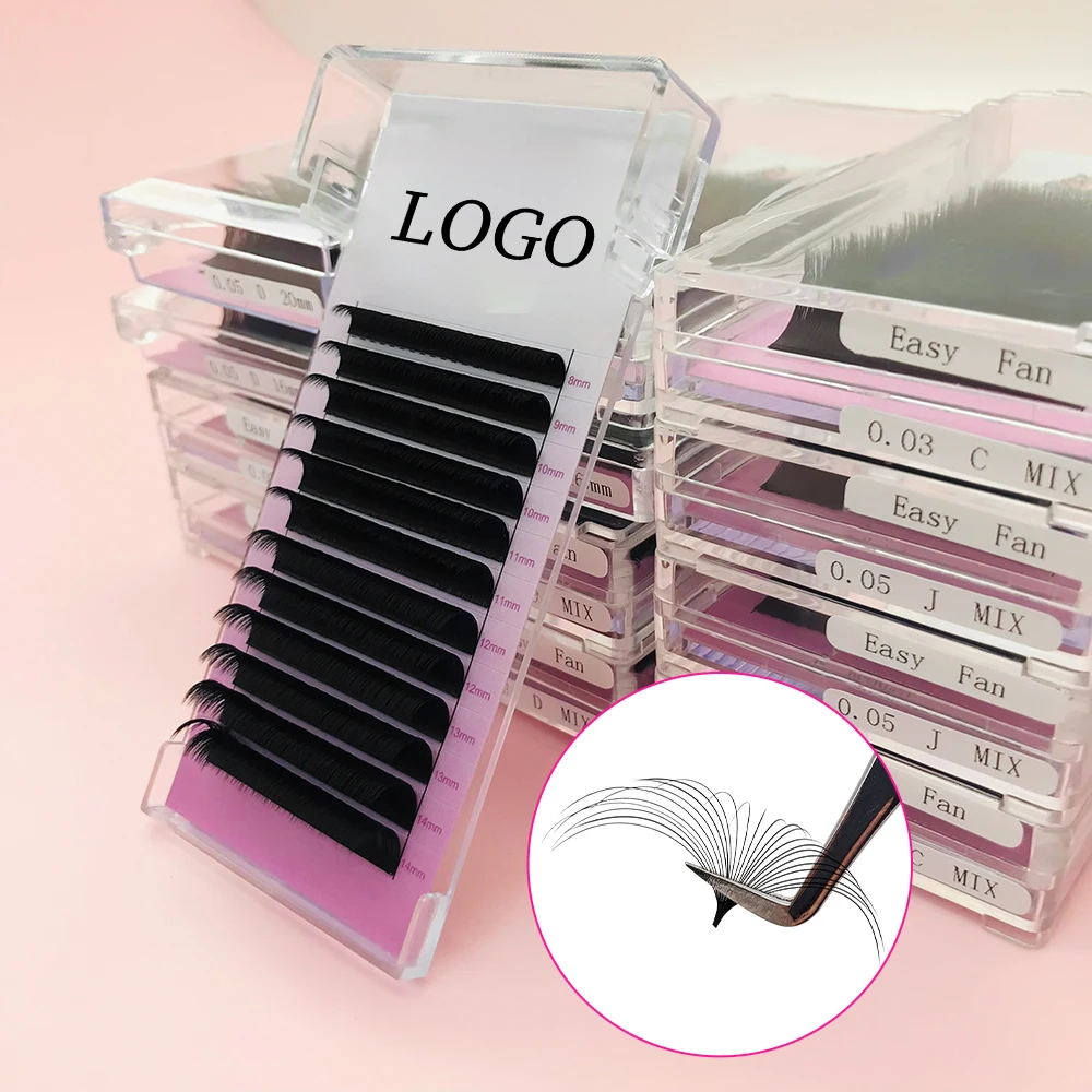 Easy Fan Matte Russian Volume Eyelash Cilia Extension Private Label Volume Easy Fan Eyelashes Extension Cilios Extensions