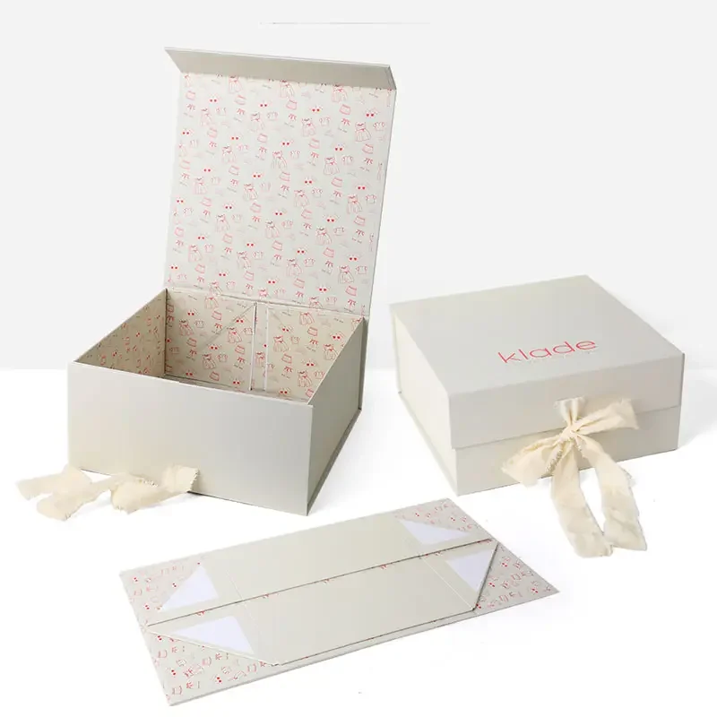 custom logo rigid cardboard packaging drawer sliding paper ribbon handle luxury package magnetic box inside packing gift boxes
