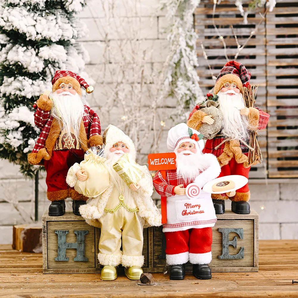 2022 Best Selling New Christmas Decorations Station Sitting Santa Claus Doll Ornaments Doll Decorations