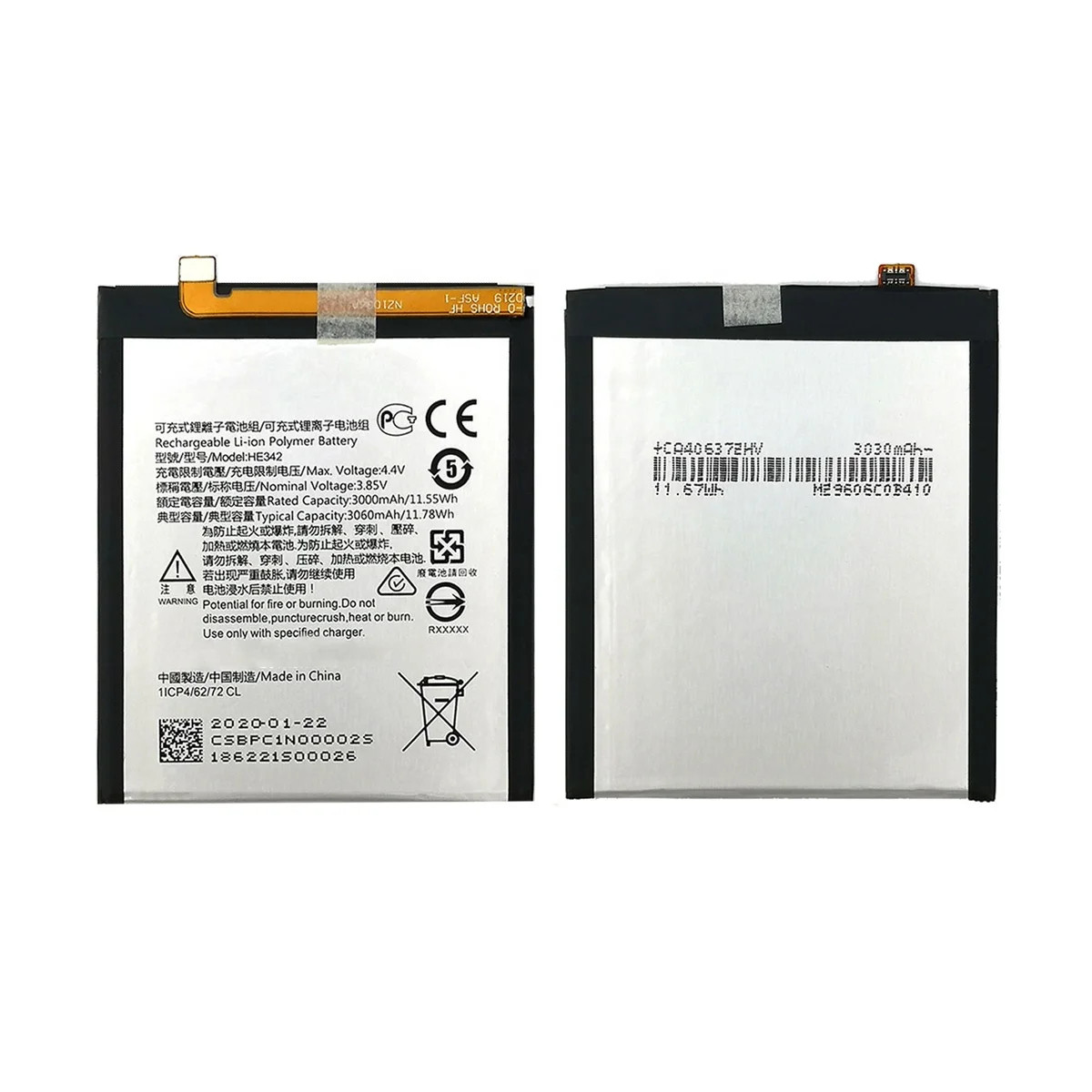 3060mAh HE342 replacement Battery For Nokia X6 2018 6.1 Plus TA 1099 X5 TA 1109 5.1 Plus Mobile phone