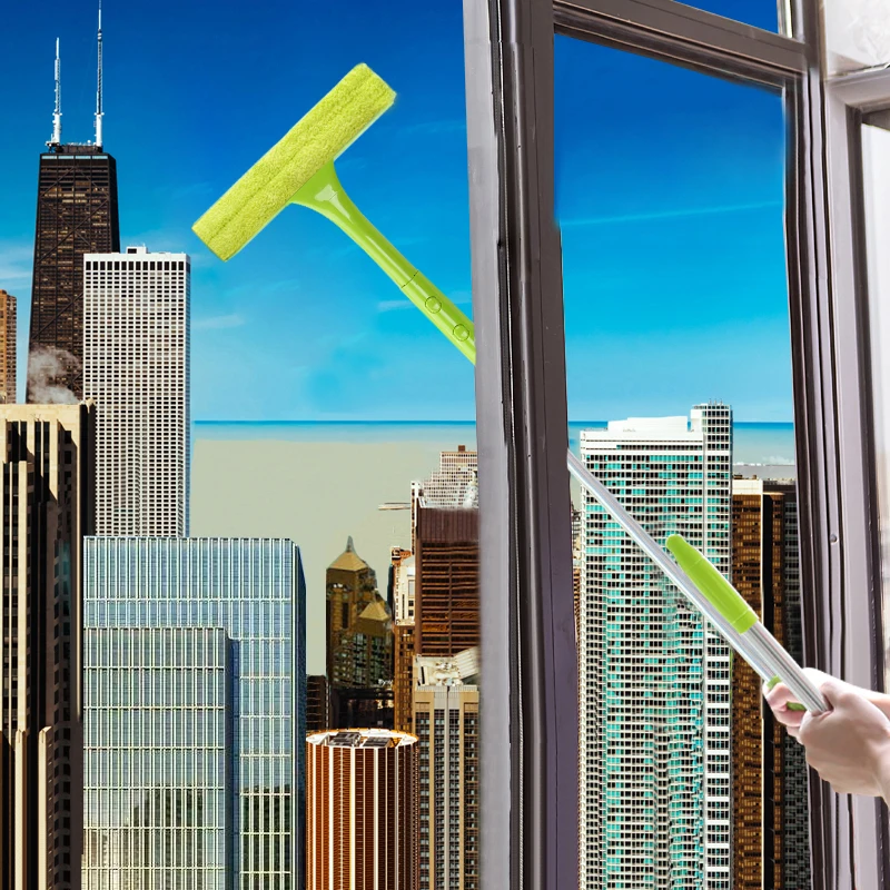 Extendable Handle Window Squeegee Cleaner Multifunctional Brusher with Double Sidesfor window