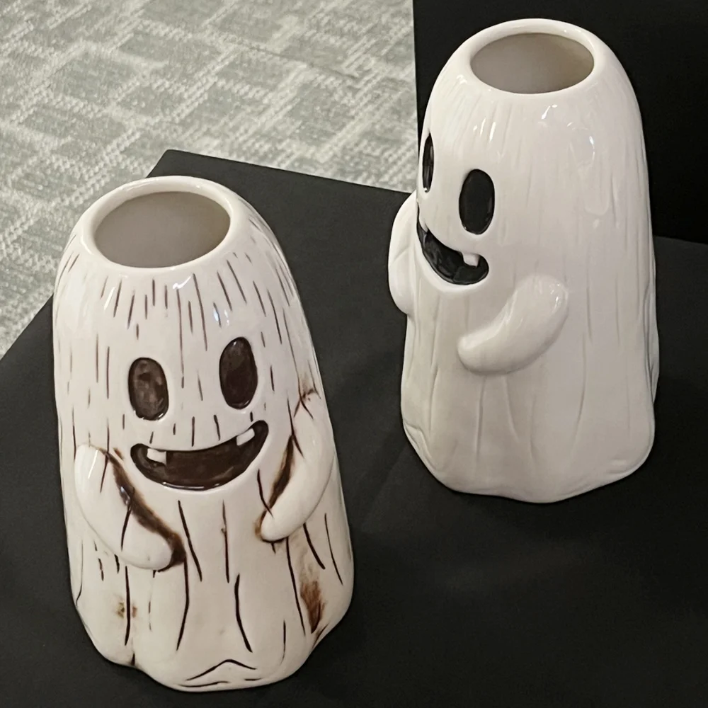 Custom wholesale barware Halloween holiday present gift porcelain 3d glass tiki mugs cocktail cup cute ceramic ghost tiki mug