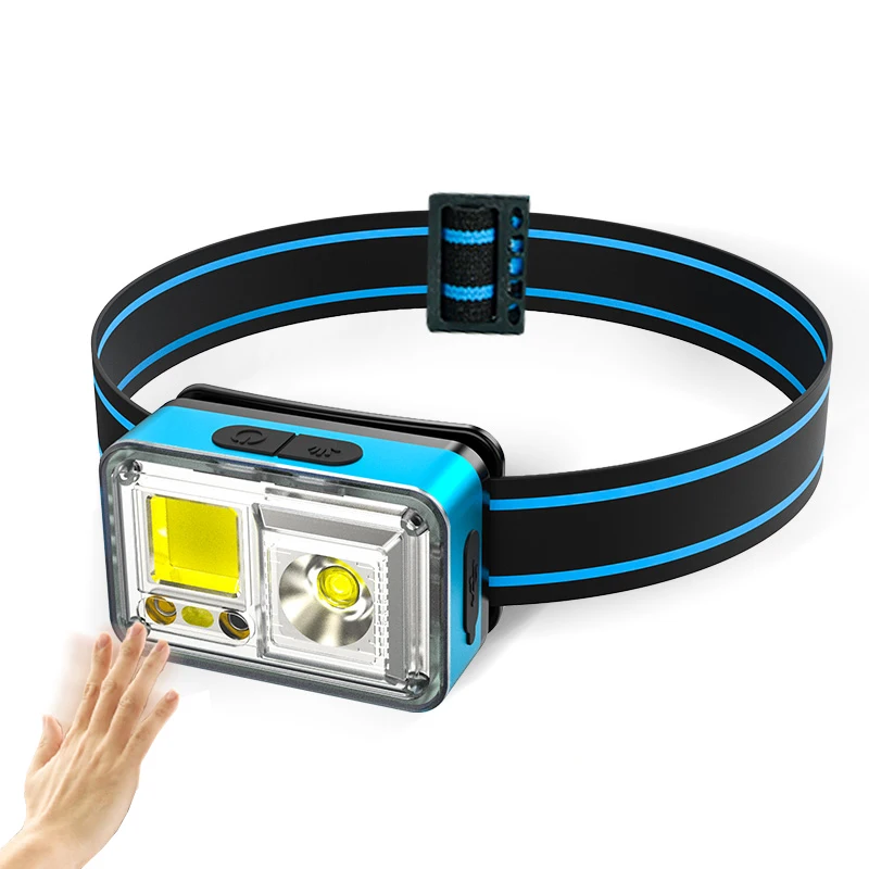 Новые продукты, алюминиевый сплав, перезаряжаемый датчик, водонепроницаемый налобный фонарь, волнистый индукционный налобный фонарь